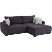 Ecksofa mit Schlaffunktion + Bettkasten Genova, Webstoff - Anthrazit, ROMANTIK / LANDHAUS, Holz (166/250cm) - Ondega