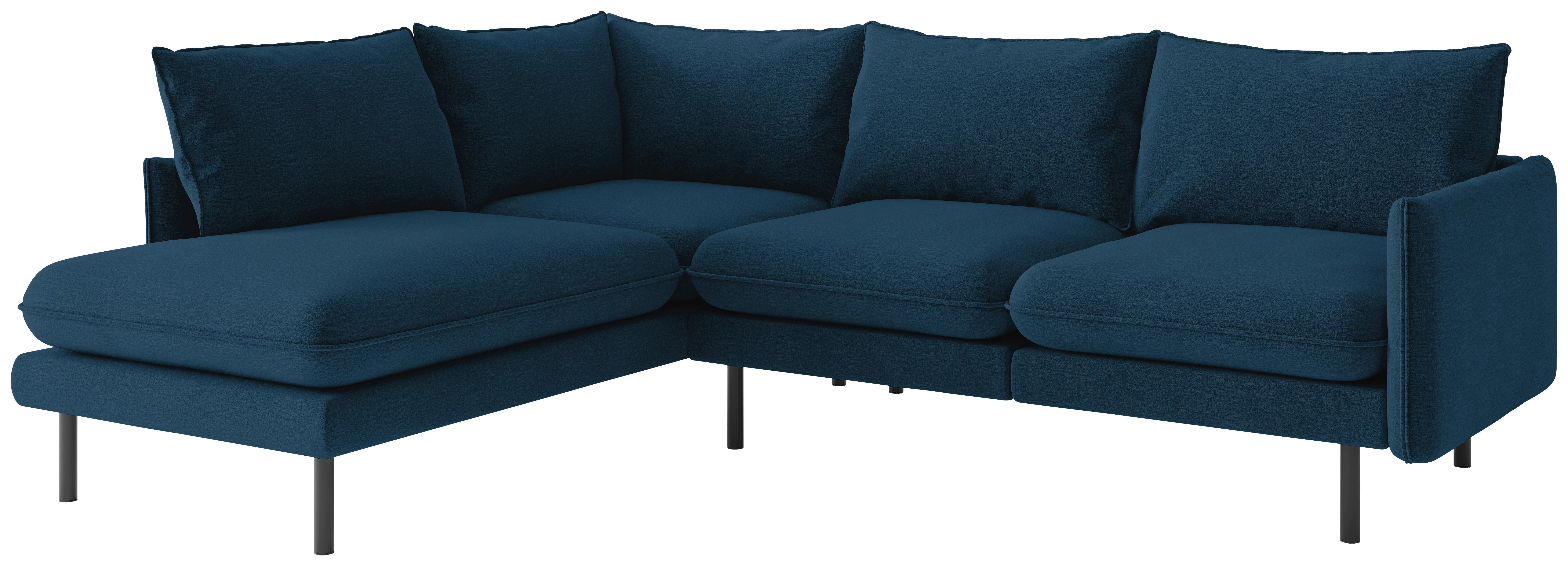 Ecksofa Samos Blau S: 204x267 cm - Blau/Schwarz, Design, Textil (204/267cm) - Livetastic