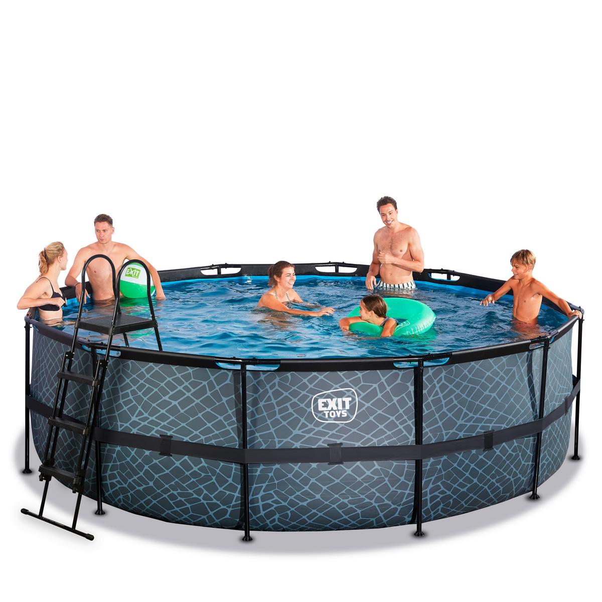 Pool-Set Grau, D/H: 450x122cm - Grau, KONVENTIONELL, Kunststoff (450/122cm) - EXIT Toys
