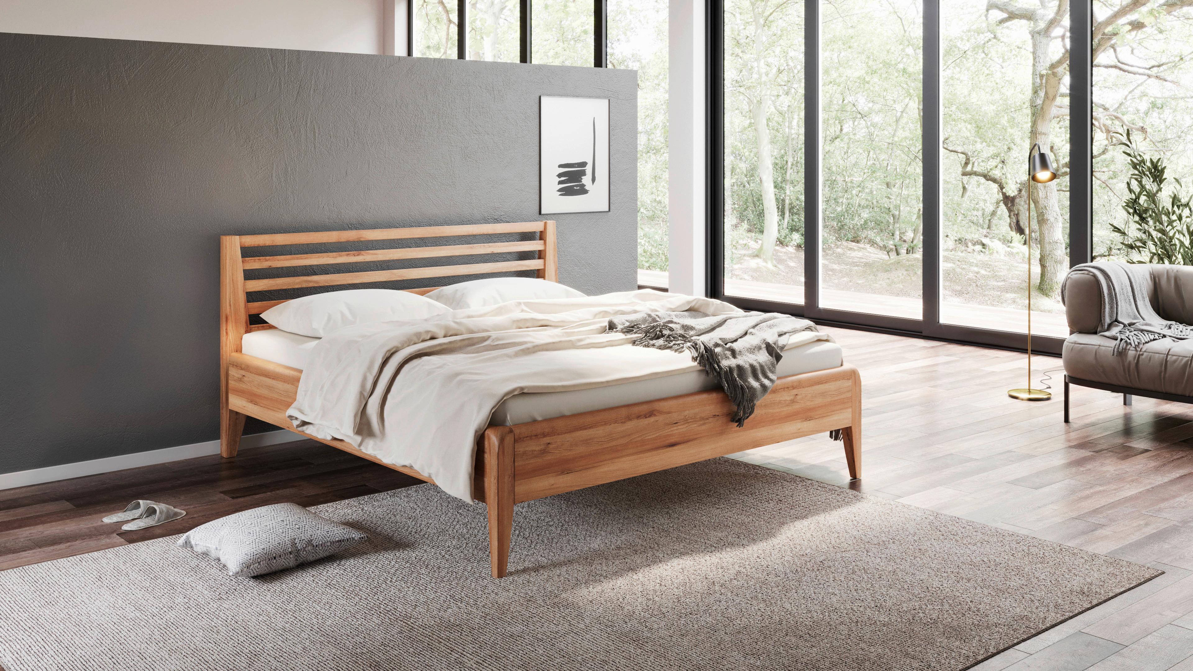 Bett Lisa Naturfarben /Kernbuche 160x200cm - Naturfarben/Kernbuche, MODERN, Holz (160/200cm) - MID.YOU