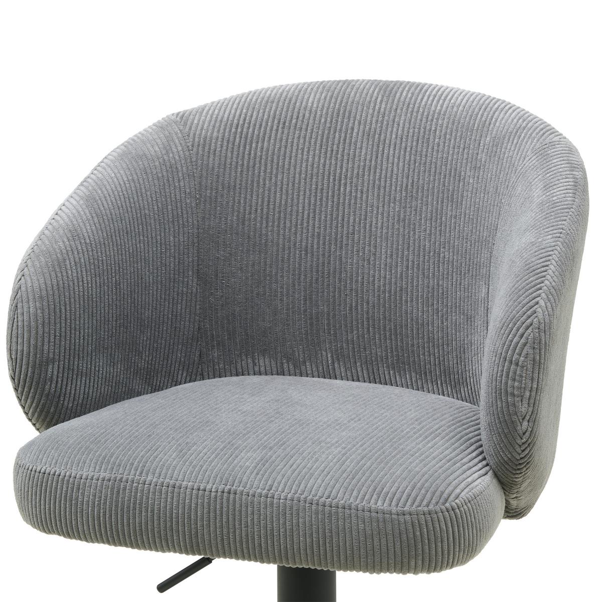 Barhocker höhenverstellbar mit Lehne Wisal Cord Grau - Schwarz/Grau, KONVENTIONELL, Textil/Metall (54/91-112/52cm) - MID.YOU