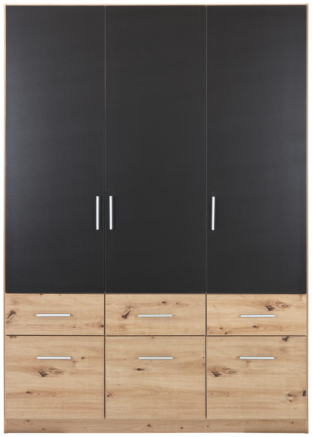 Nyílóajtós Szekrény Celle Extra 136/197 Cm - Artisan tölgy/sötétszürke, Design, faalapú anyag (136/197/54cm)