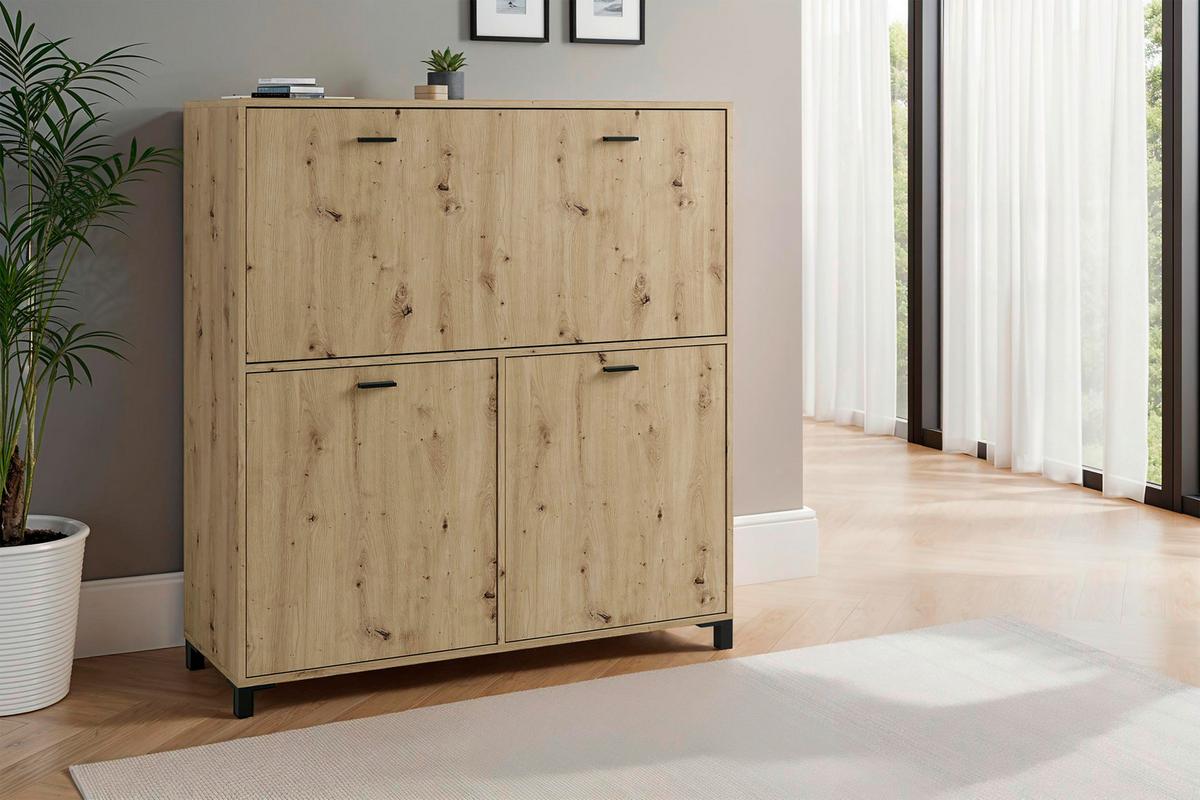 Sekretär Montana - Schwarz/Eiche Artisan, MODERN, Holzwerkstoff/Kunststoff (120/40/127cm) - MID.YOU