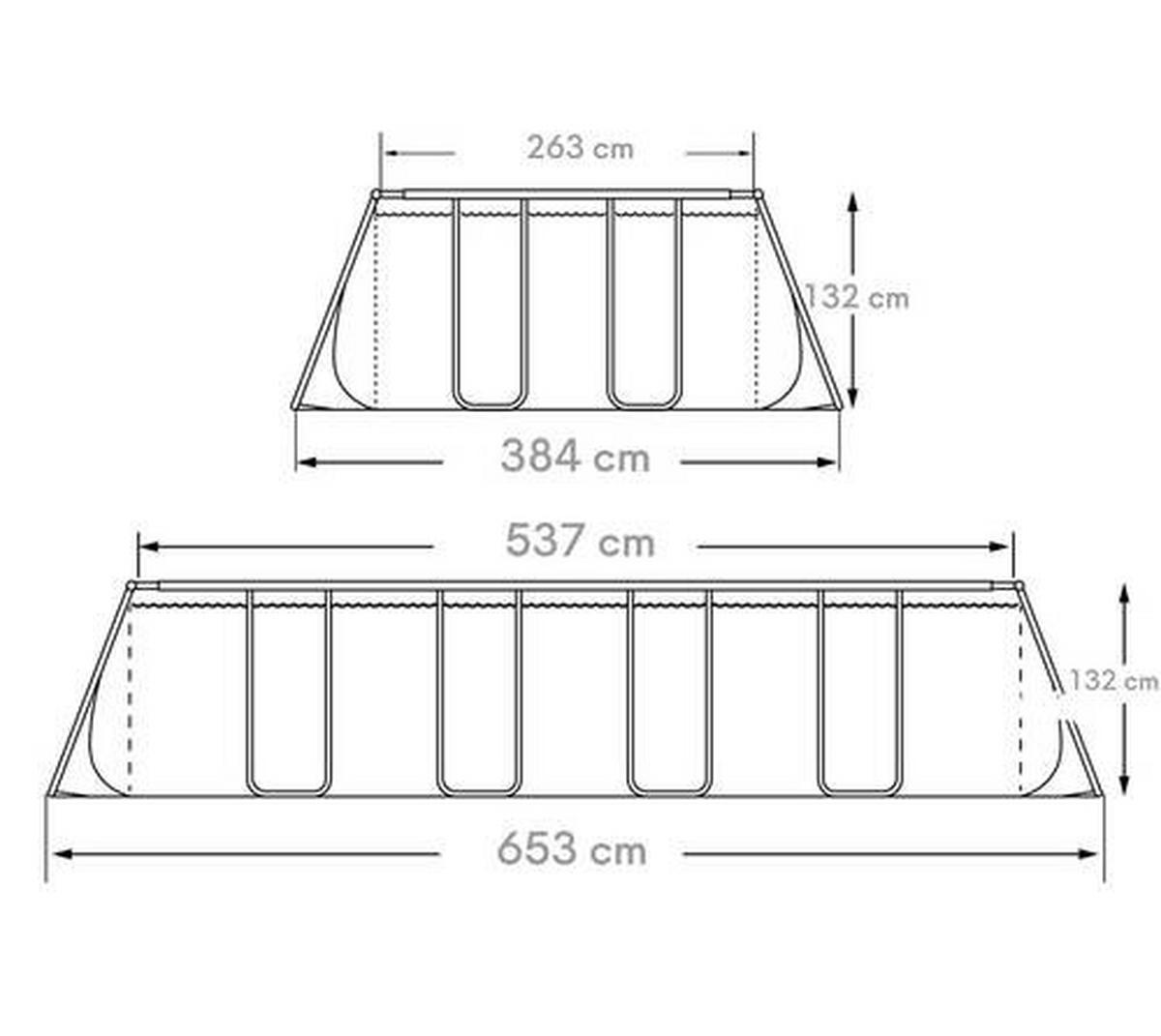 Aufstellpool Rechteckig D: 274 Cm - Anthrazit, KONVENTIONELL, Kunststoff/Metall (274/132/549cm)
