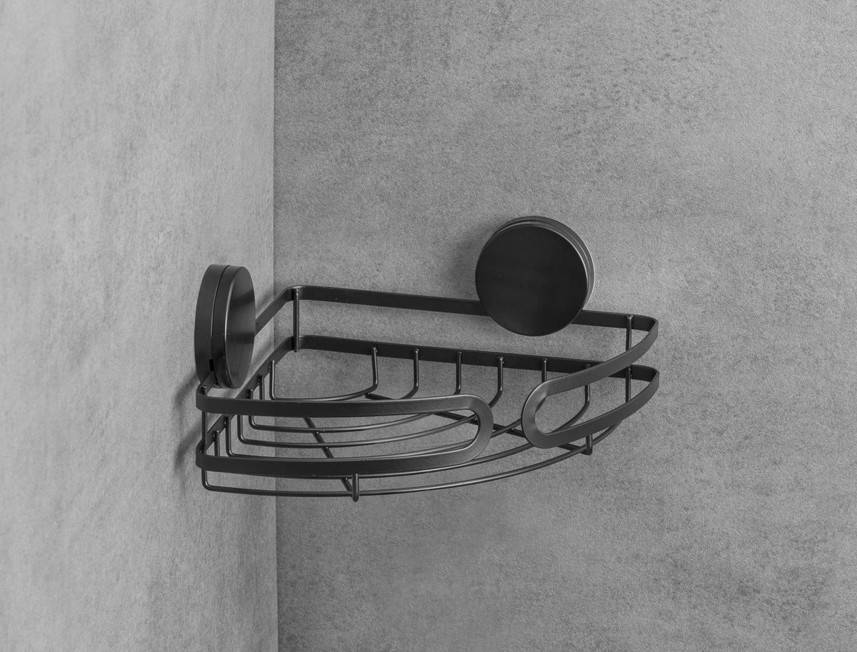 Regál do sprchovacieho kúta STATIC LOC PAVIA 24872100 - čierna, Modern, kov (27/9,8/20cm) - Wenko