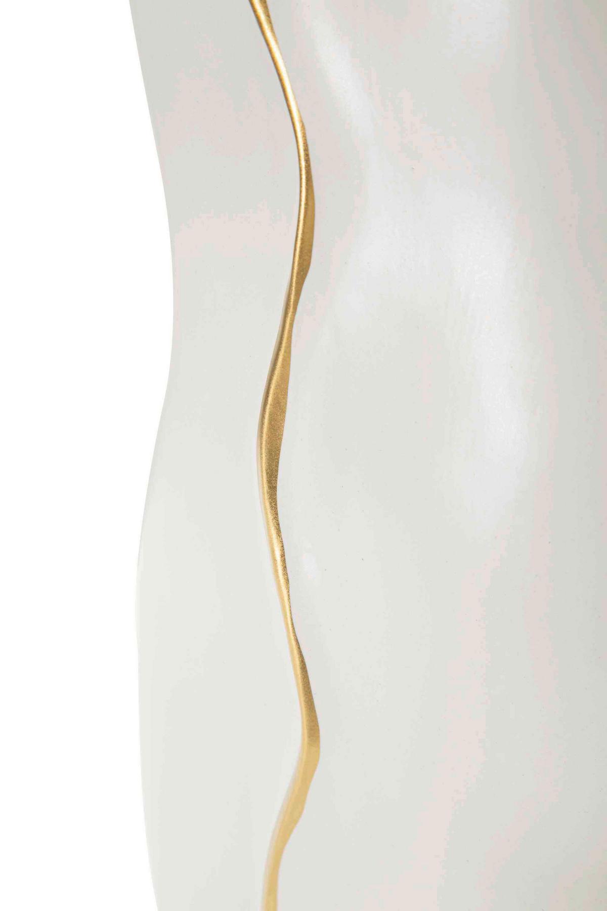 Vase Uma Weiß, Goldfarben B: 19,5cm - Goldfarben/Weiß, Basics, Keramik (19.5/50/10cm)