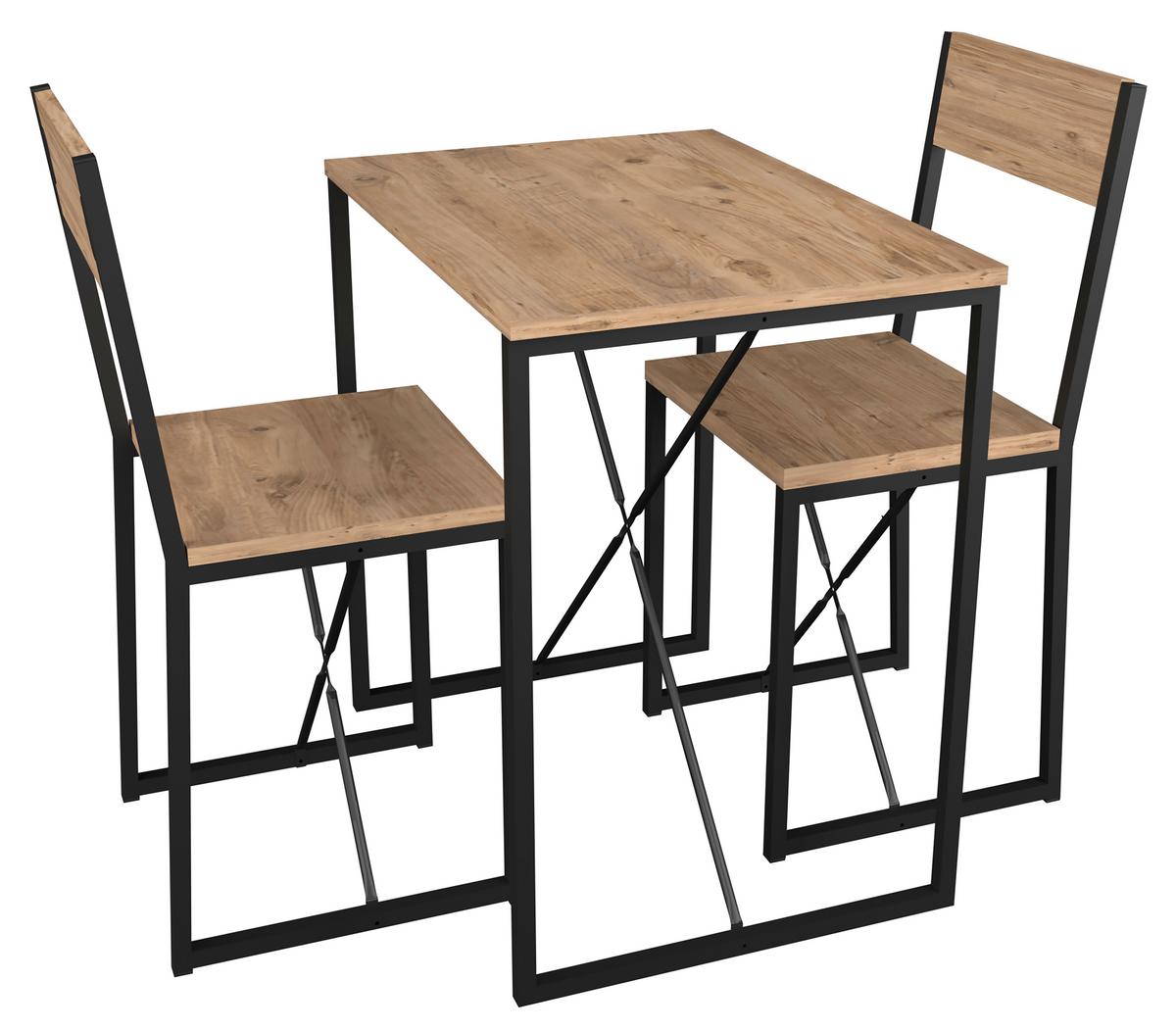 Esstisch Insasi Schwarz, Eiche Dekor L:72,8cm - Honigeiche/Schwarz, Design, Holzwerkstoff/Metall (72,8/52,7/84,7cm) - MID.YOU