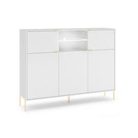 Komoda DIAMOND - biela/zlatá, Design, kov/kompozitné drevo (154/125,9/42cm) - MID.YOU