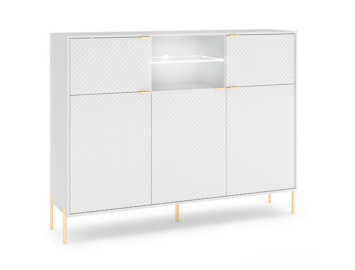 Komoda DIAMOND - biela/zlatá, Design, kov/kompozitné drevo (154/125,9/42cm) - MID.YOU