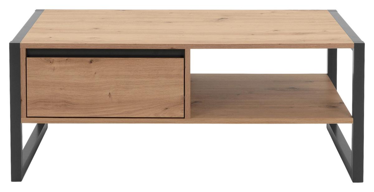 Couchtisch Holz Mit Lade + Ablage Denver, Eiche/anthrazit - Eichefarben/Anthrazit, KONVENTIONELL, Holzwerkstoff (100/55/40cm) - MID.YOU