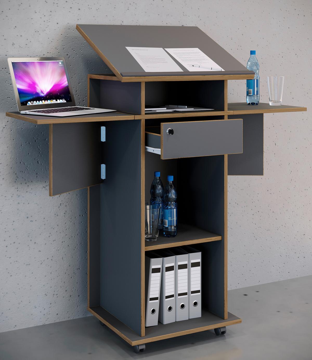 Stehpult Salia Anthrazit, Honigeiche B:123 cm - Honigeiche/Anthrazit, Design, Holzwerkstoff (123/128/44cm) - MID.YOU