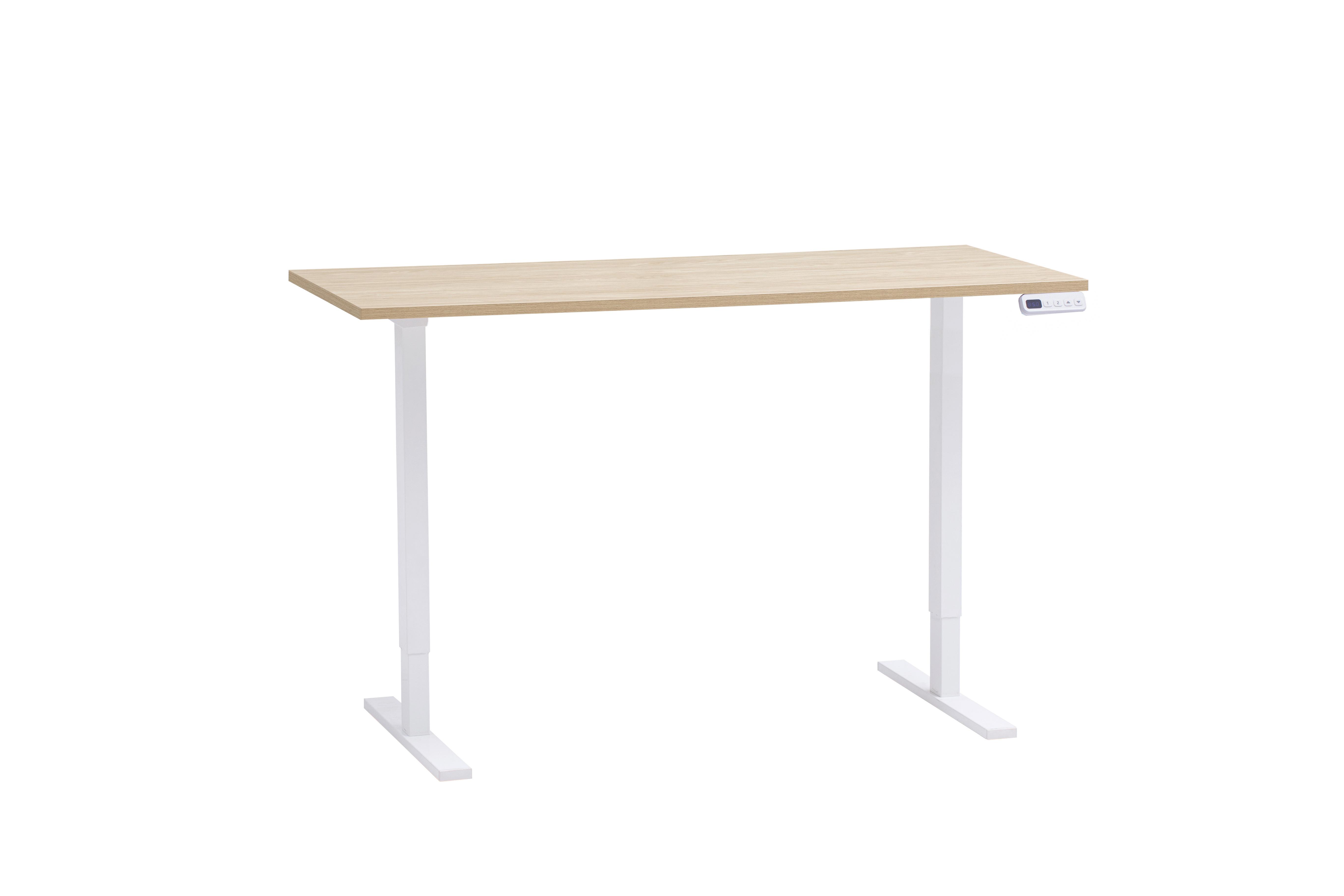 Schreibtisch Arezzo Eichefarben B: 138cm - Eichefarben/Weiß, MODERN, Holzwerkstoff/Metall (138/60/72,7-117,2cm) - MID.YOU