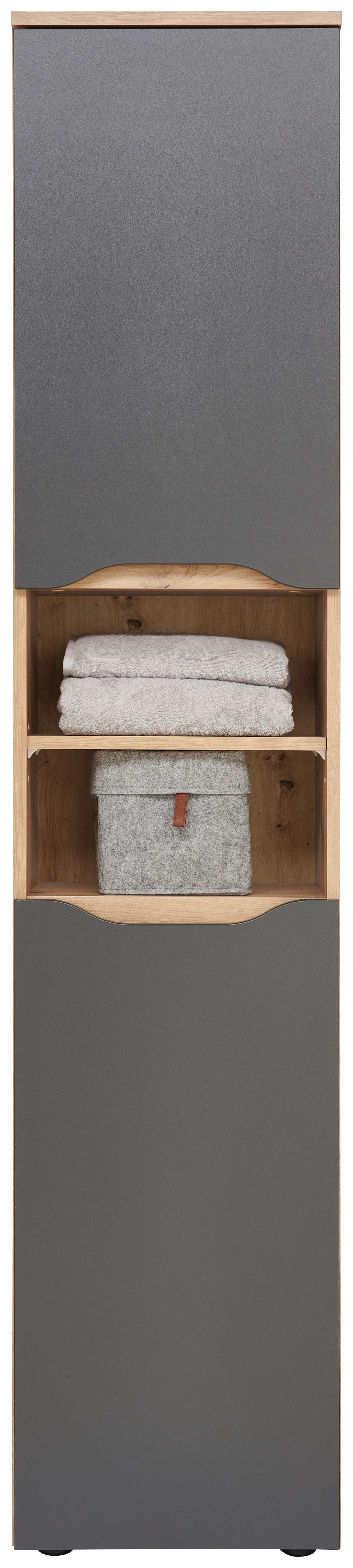 Hochschrank Mit Türdämpfung Giga B: 40 Cm, Eiche/anthrazit - Anthrazit/Schwarz, MODERN, Holzwerkstoff (40/190/32cm)