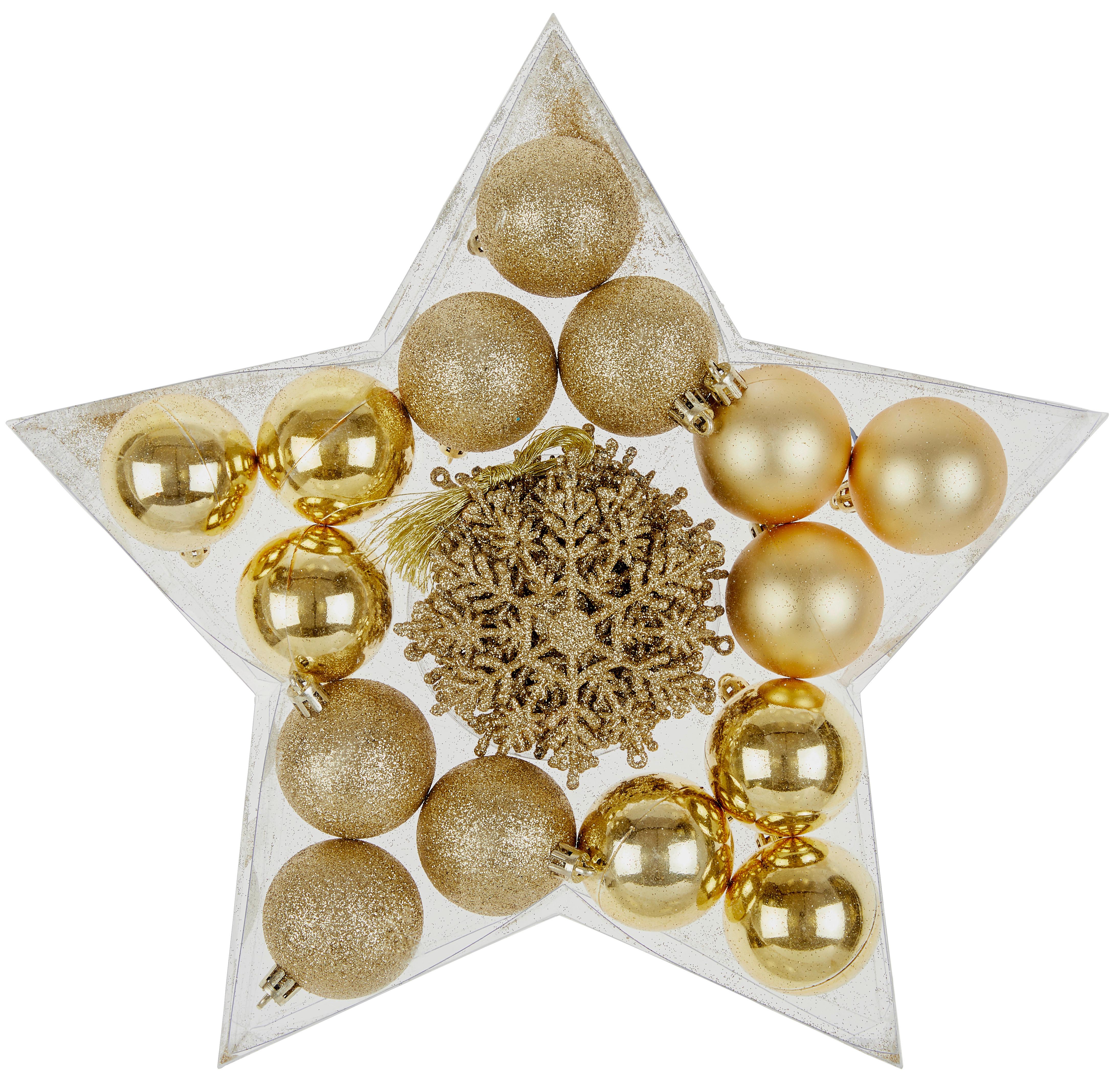 Christbaumkugel-Set Daan - Goldfarben, KONVENTIONELL, Kunststoff (5/8cm) - Ondega