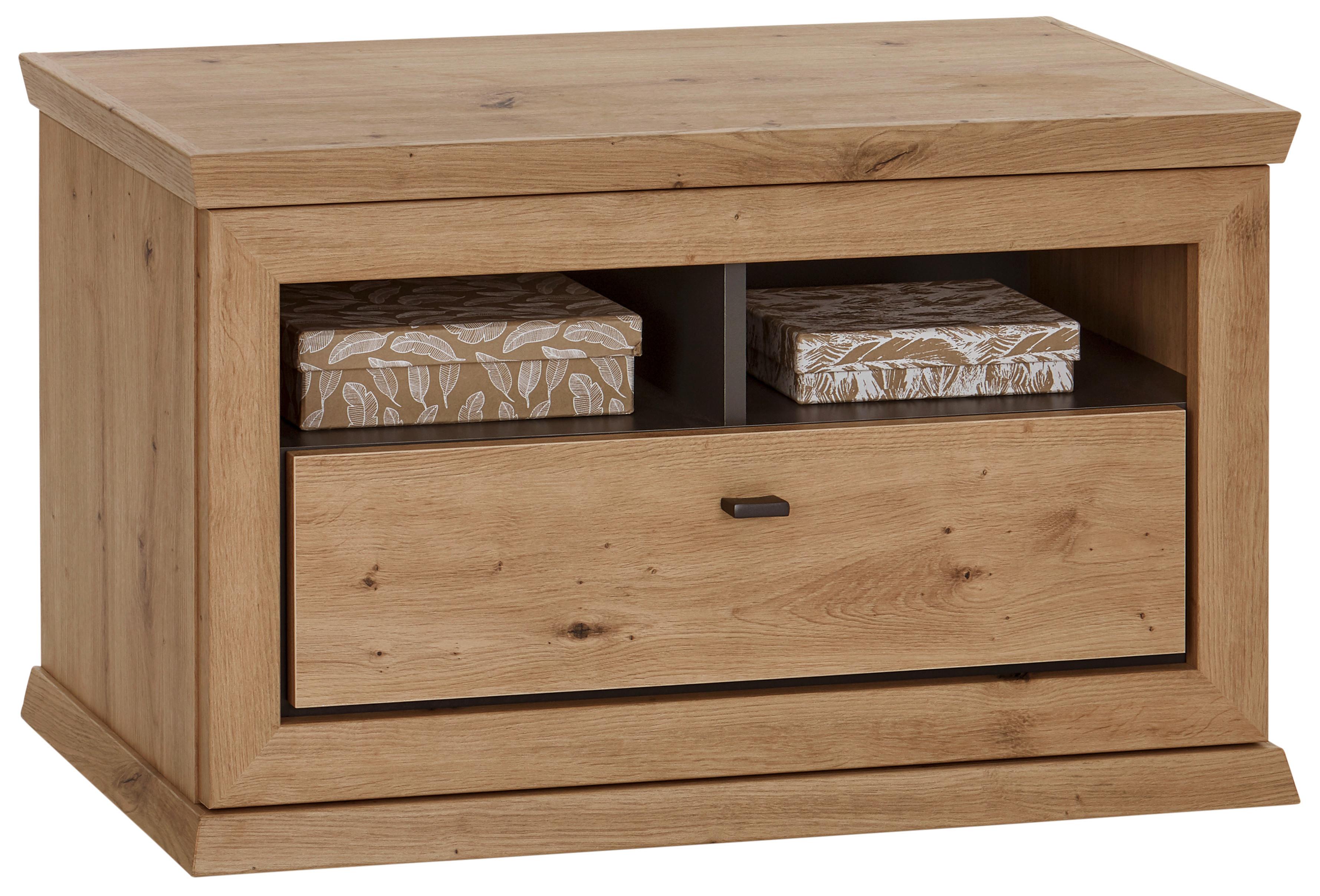 Garderobenbank Harvey B: 85,2 cm Lade + Fächer, Eiche Dekor - Eichefarben/Anthrazit, LIFESTYLE, Holzwerkstoff (85,2/50,5/38,5cm)