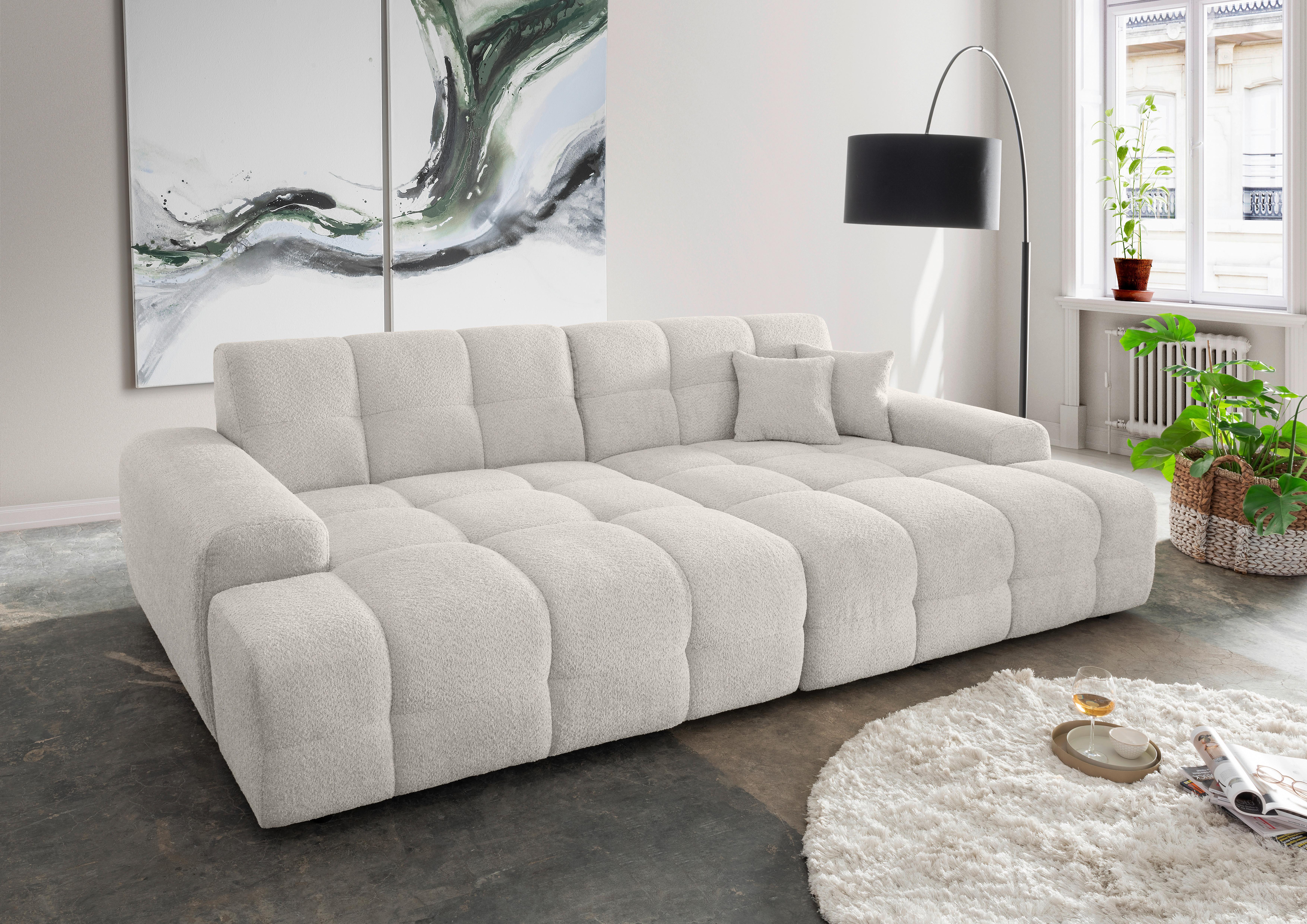 Bigsofa Bosco, Weiß B: 304 cm - Schwarz/Weiß, MODERN, Textil (304/87/155cm) - Livetastic