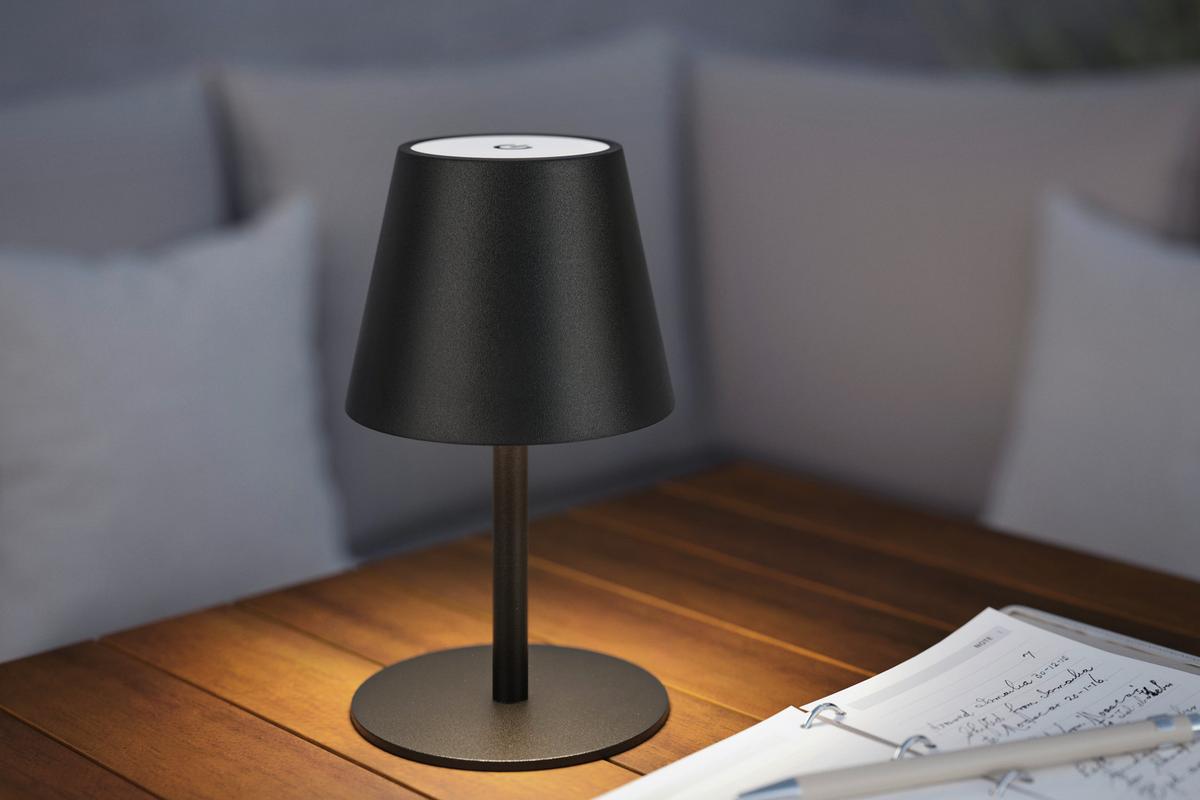 STOLNÍ LAMPA NA BATERIE NOEMI - černá, Konvenční, kov/plast (10,5/17-36cm) - Mömax