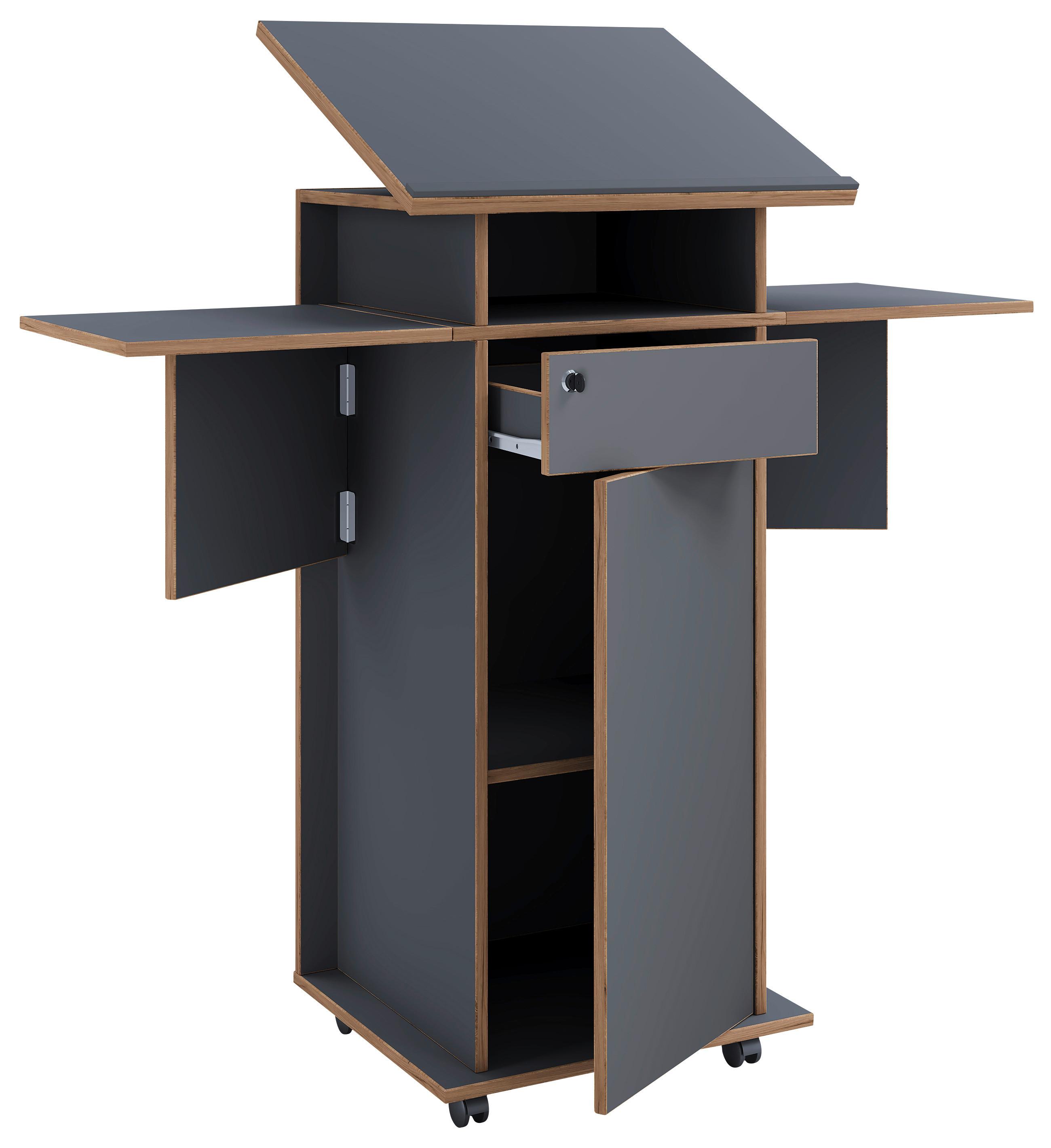 Stehpult Salia Anthrazit, Honigeiche B:123 cm - Honigeiche/Anthrazit, Design, Holzwerkstoff (123/128/44cm) - MID.YOU