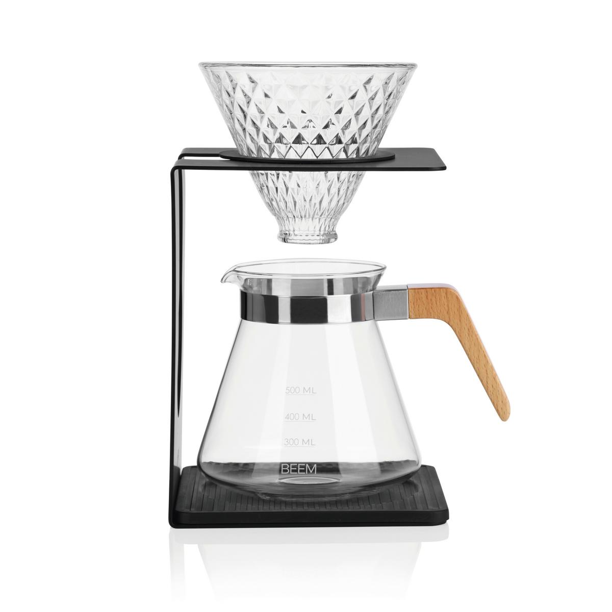 French Press Pour Over Set inkl. Kaffeefilter, Glaskanne - Schwarz, Basics, Glas (14/26,5/19cm) - Beem