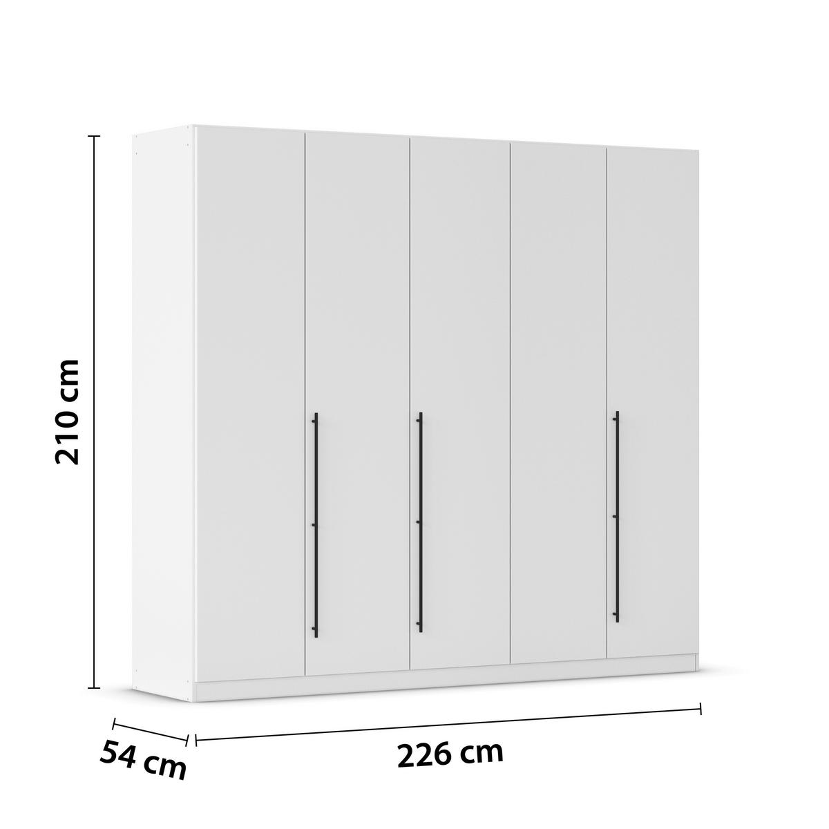 Kleiderschrank Safari B: 226 cm - Weiß/Grau, KONVENTIONELL, Holzwerkstoff (226/210/54cm)
