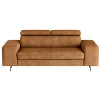 3-Sitzer-Sofa Emma Mit Liegefunktion Cognac B: 217 cm - Cognac/Schwarz, Textil (217/81/100cm) - MID.YOU