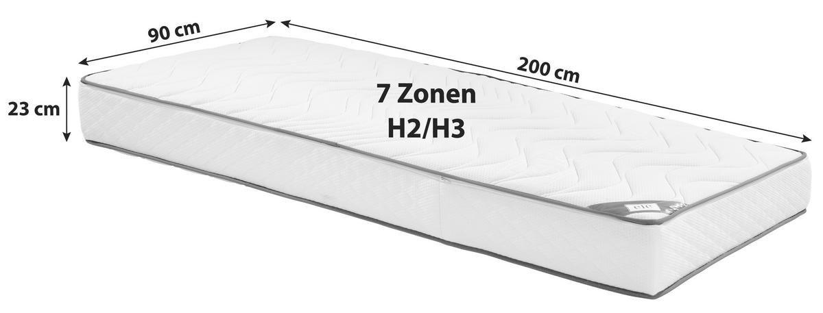 Taschenfederkernmatratze Edition 90x200 H2/H3 H: 23 cm - Weiß, Textil (90/200cm) - Ele