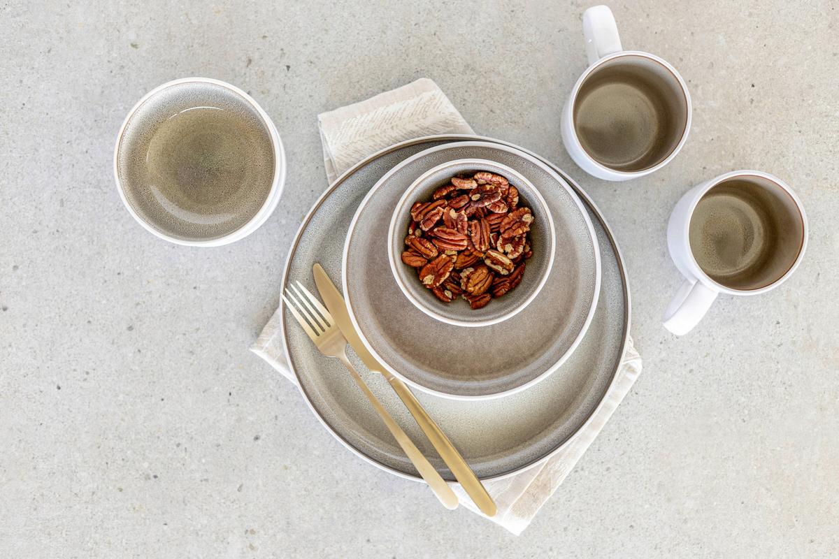 Kombiservice Lunaria 16-Teilig Steinzeug, Braun, 4 Personen - Braun, Basics, Keramik - Mäser