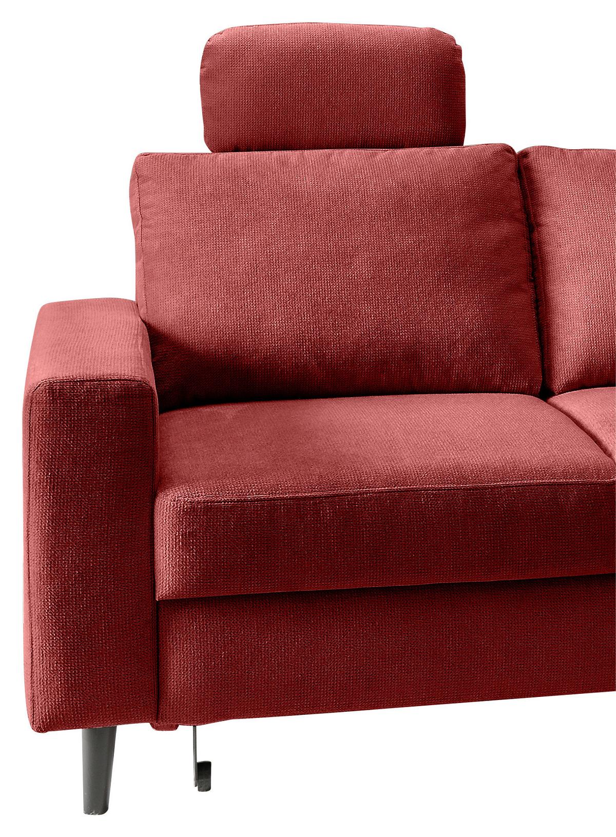 Eckschlafsofa Passione, Rot S: 242x200 Cm - Rot/Schwarz, MODERN, Textil (242/200cm) - Livetastic