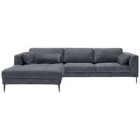 Eckschlafsofa Luzi - Blaugrau/Schwarz, MODERN, Textil (168/280cm) - Trendmanufaktur