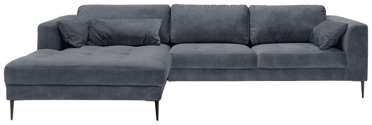 Eckschlafsofa Luzi - Blaugrau/Schwarz, MODERN, Textil (168/280cm) - Trendmanufaktur