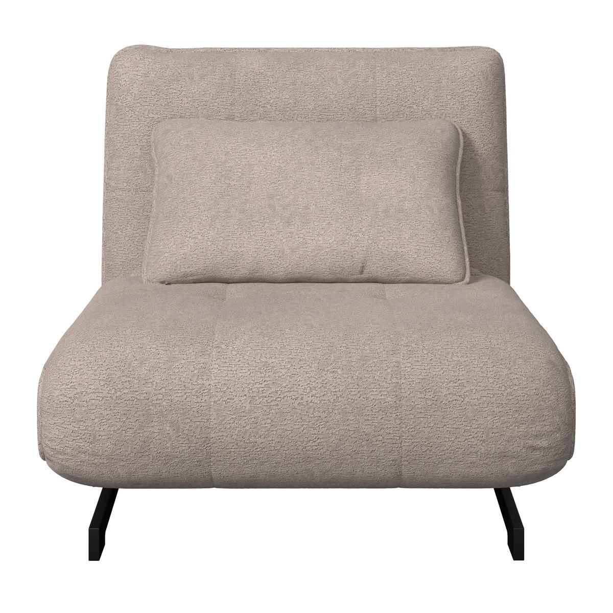 Rozkladacie kreslo LUNA, béžové buklé, max.120 kg - čierna/béžová, Modern, kov/textil (92/40/66cm) - Bessagi Home