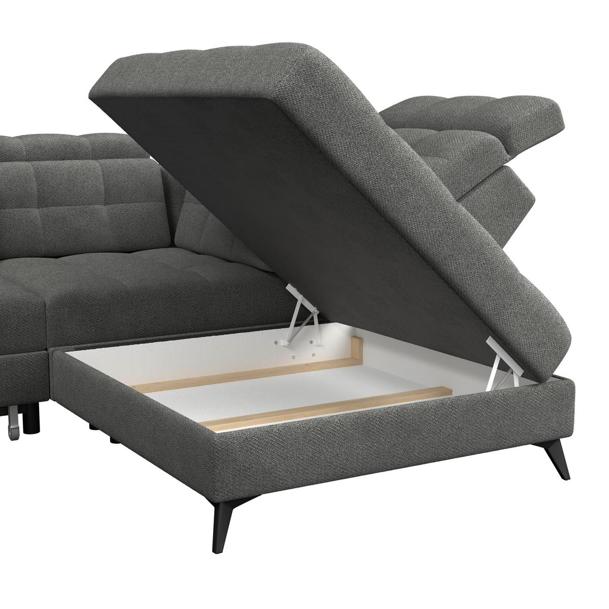 Sedačka BARLETTA, pravá, antracitový velúr - čierna/antracitová, Romantik / Landhaus, kov/textil (289/228cm) - Luca Bessoni