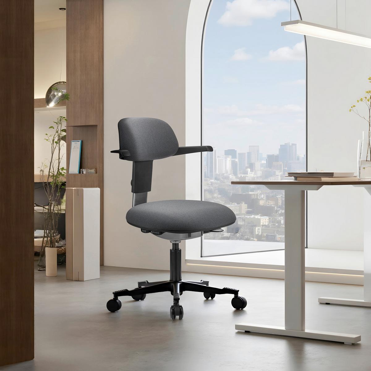 DREHSTUHL Work Grau B: 55cm - Grau, MODERN, Kunststoff/Textil (55/91/51cm) - MID.YOU