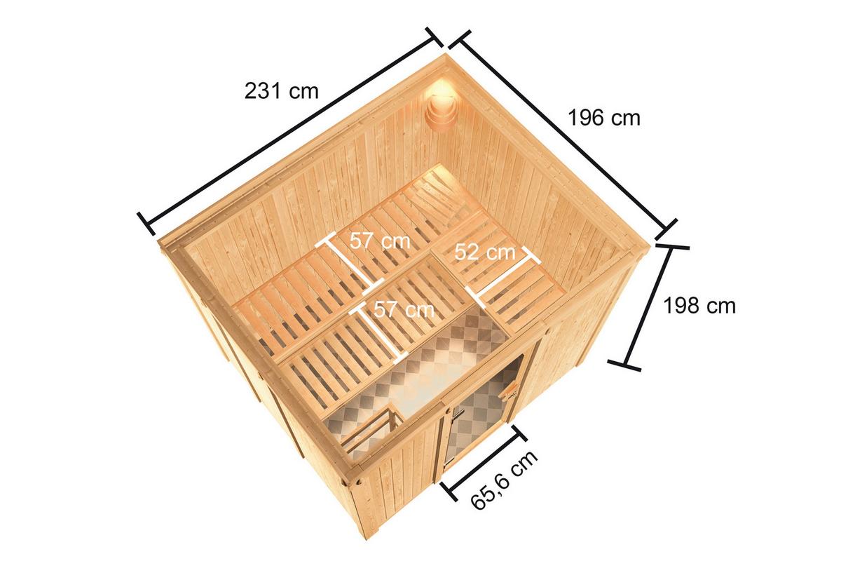 Sauna Bron Front 231/198/196 Cm - Fichtefarben, Basics, Holz (231/198/196cm)
