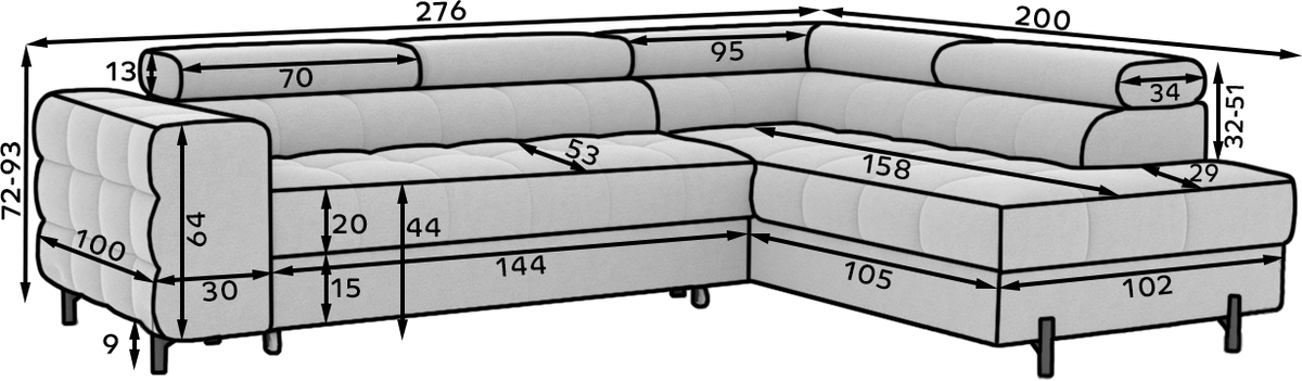 Ecksofa Ferucce Weiß S: 276x200 Cm - Schwarz/Weiß, Design, Textil (276/200cm) - MID.YOU