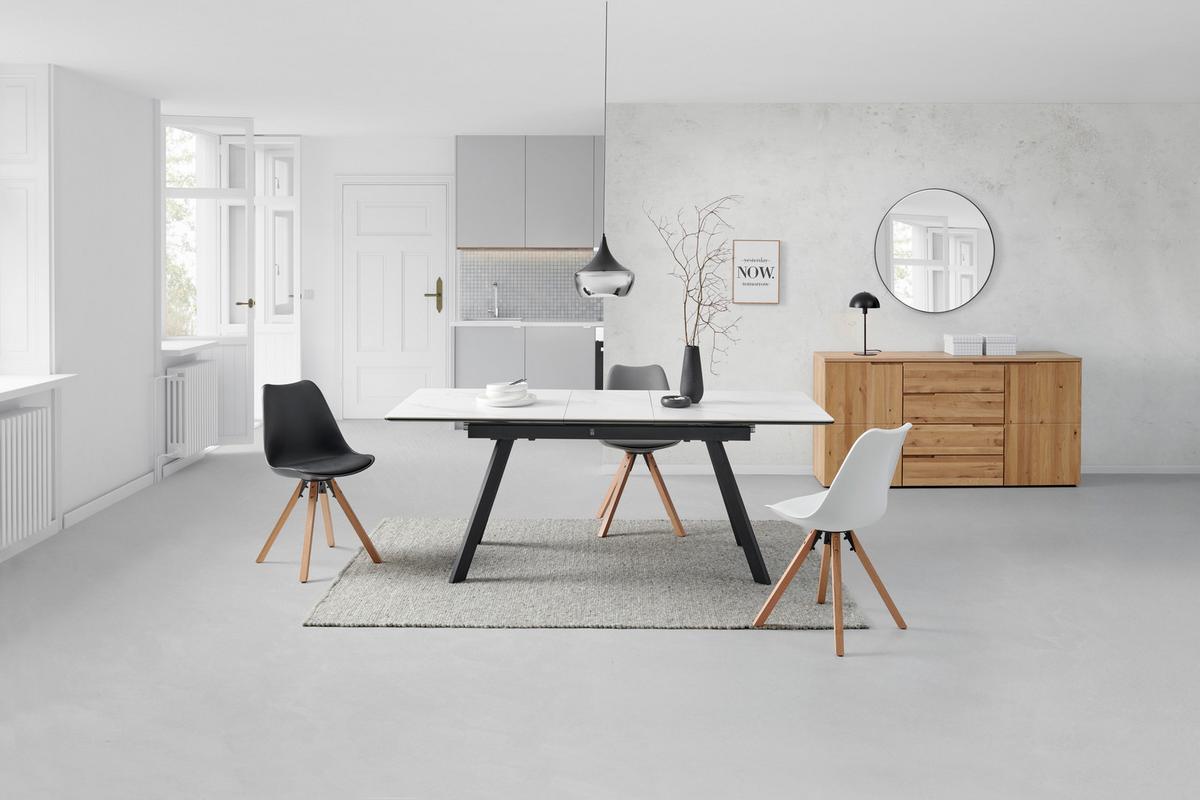 Esstisch Tea - Schwarz/Weiß, LIFESTYLE, Keramik/Holzwerkstoff (160-200/76/90cm) - MID.YOU