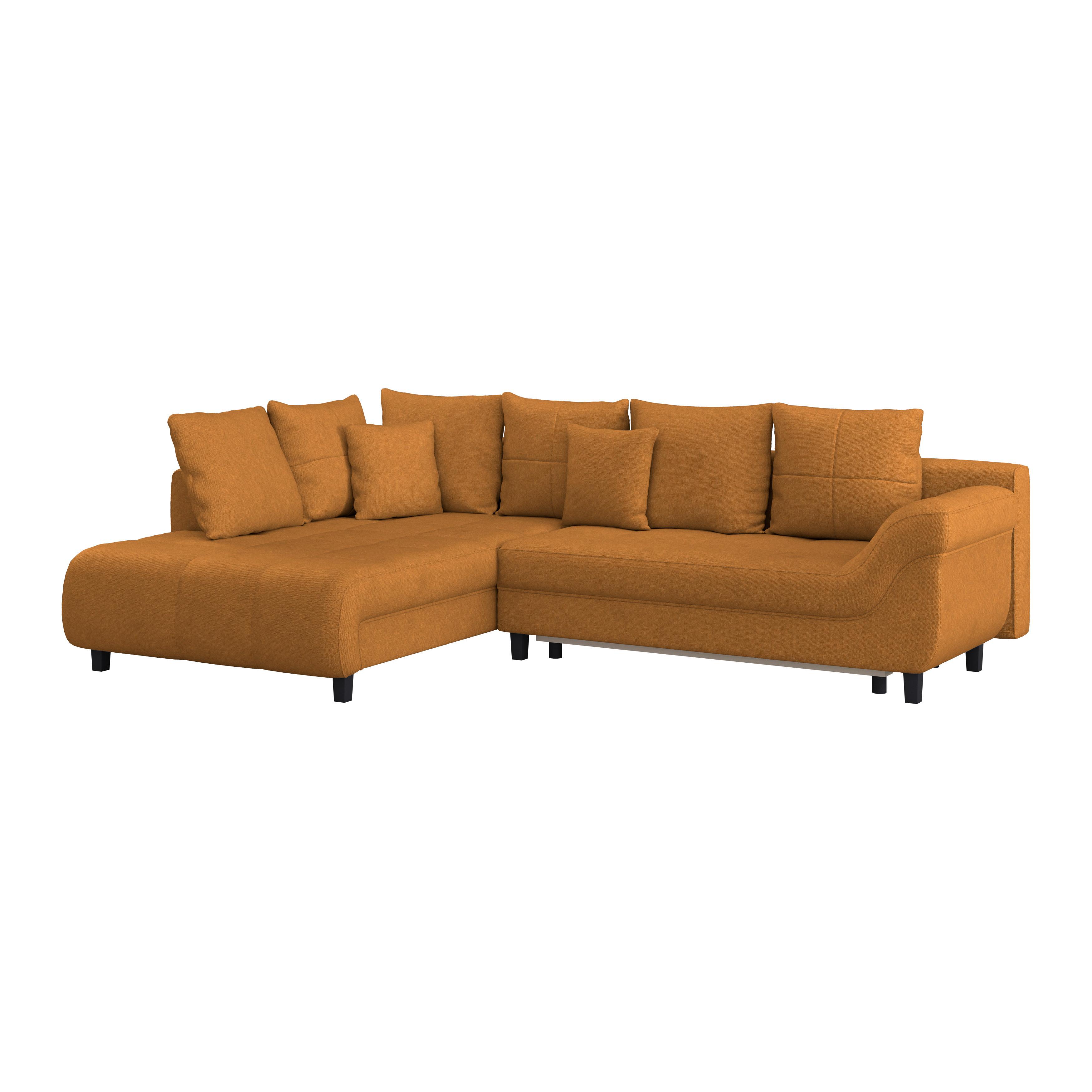 Ecksofa Mendoza - Schwarz/Orange, Design, Textil (197/309cm) - Ondega