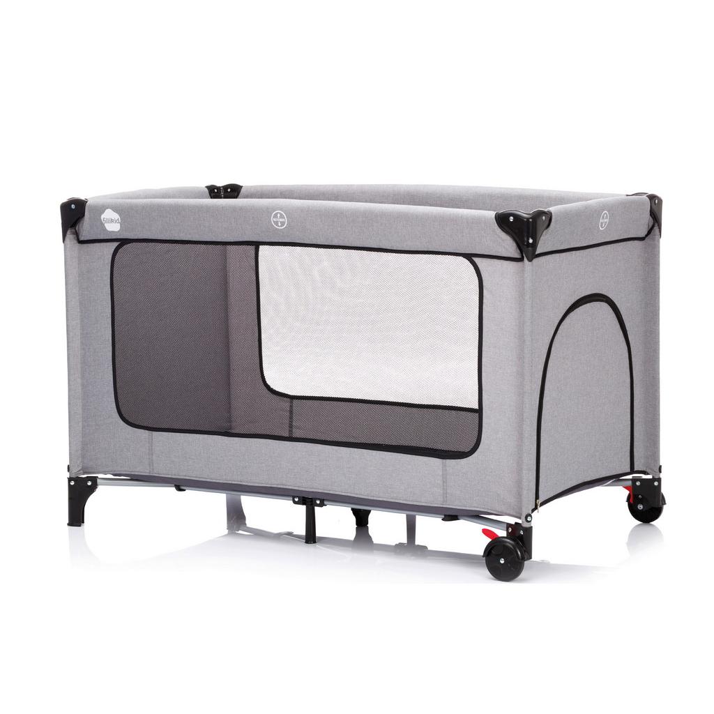 Reisebett Travel Cot Hellgrau Mit Rädern + Transporttasche