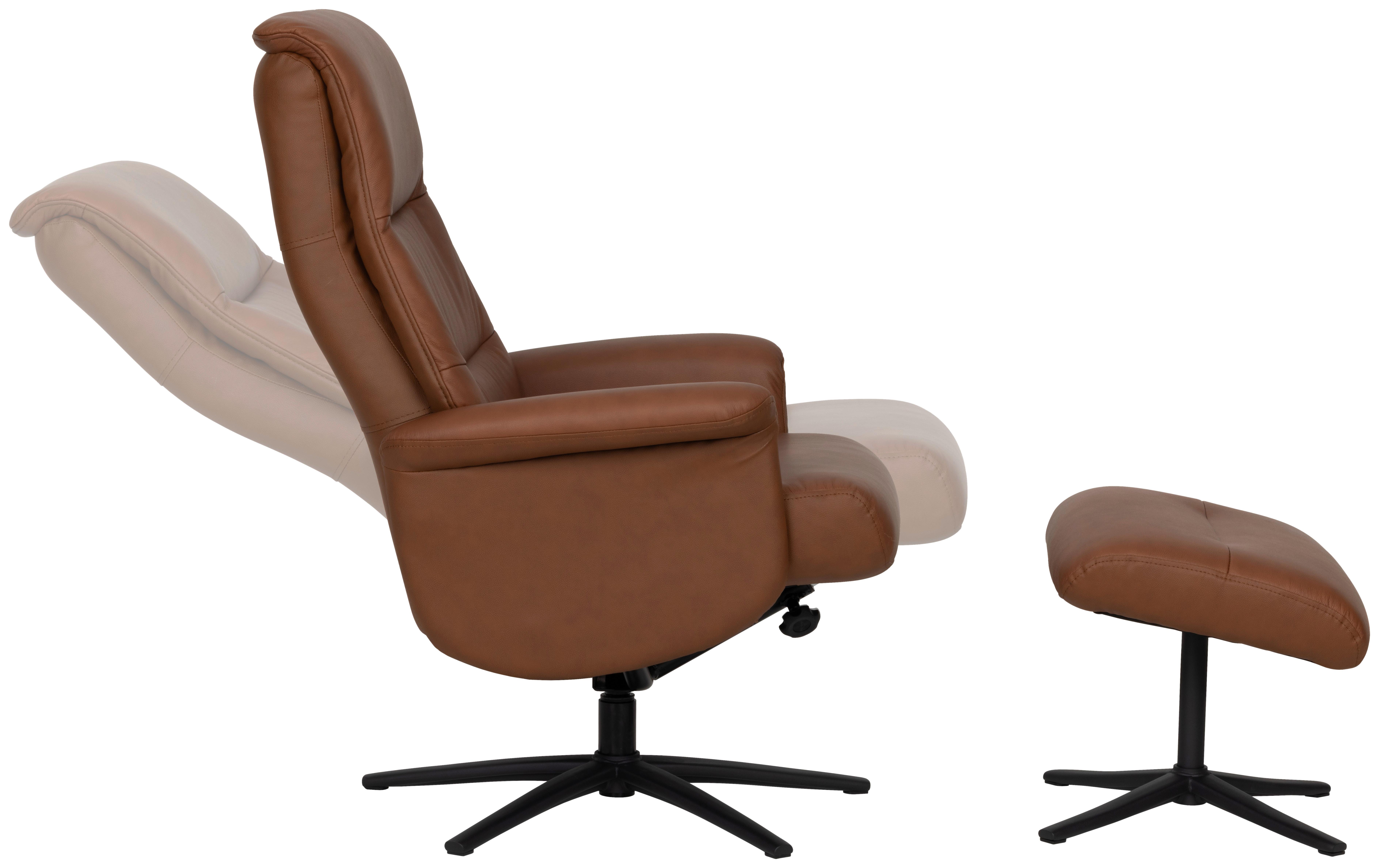 Relaxsesselset Repose Kupferfarben B: 76 cm - Schwarz/Kupferfarben, Design, Leder/Textil (76/107/79cm) - Livetastic