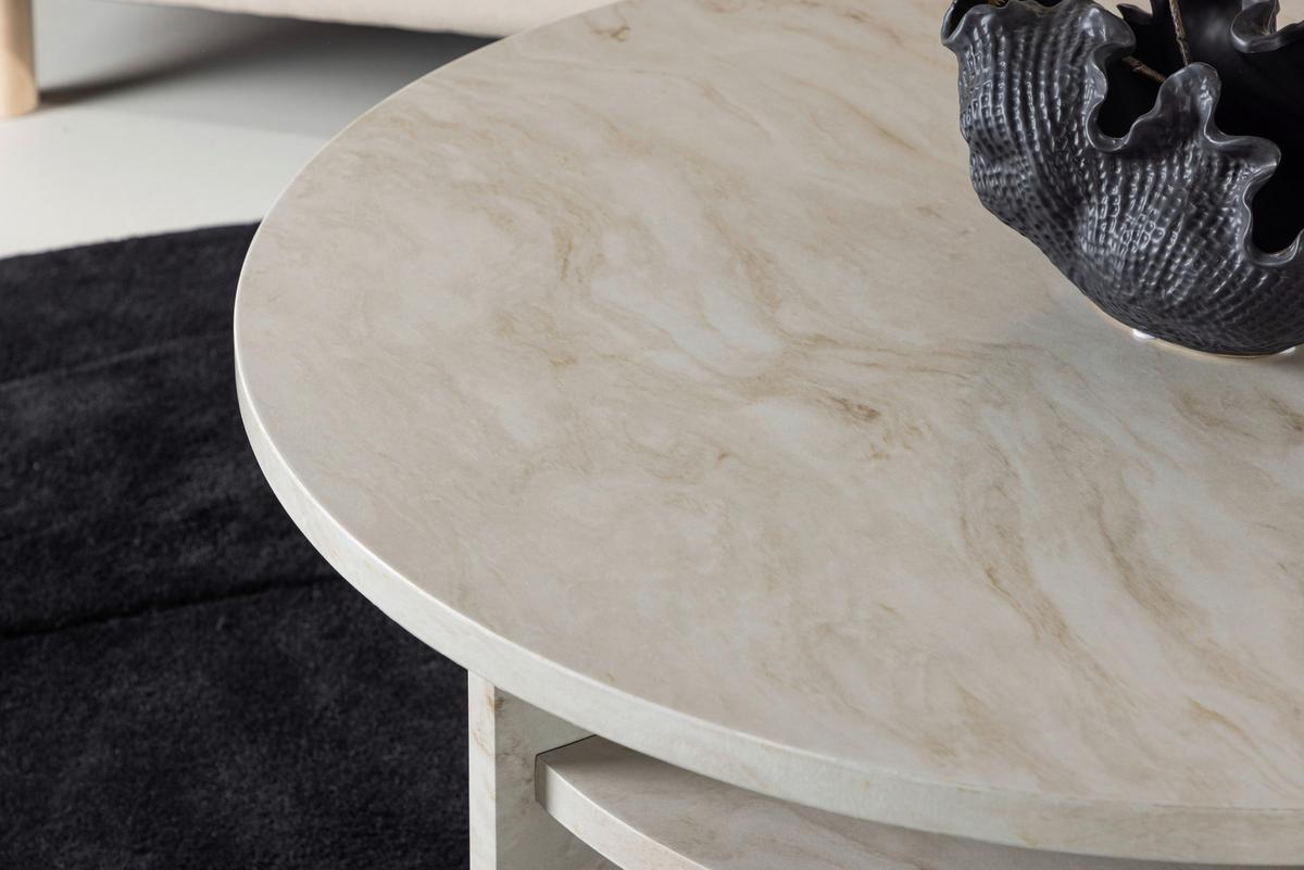 Couchtisch Ålesund - Beige, Design, Holzwerkstoff (85/85/42cm) - Livetastic