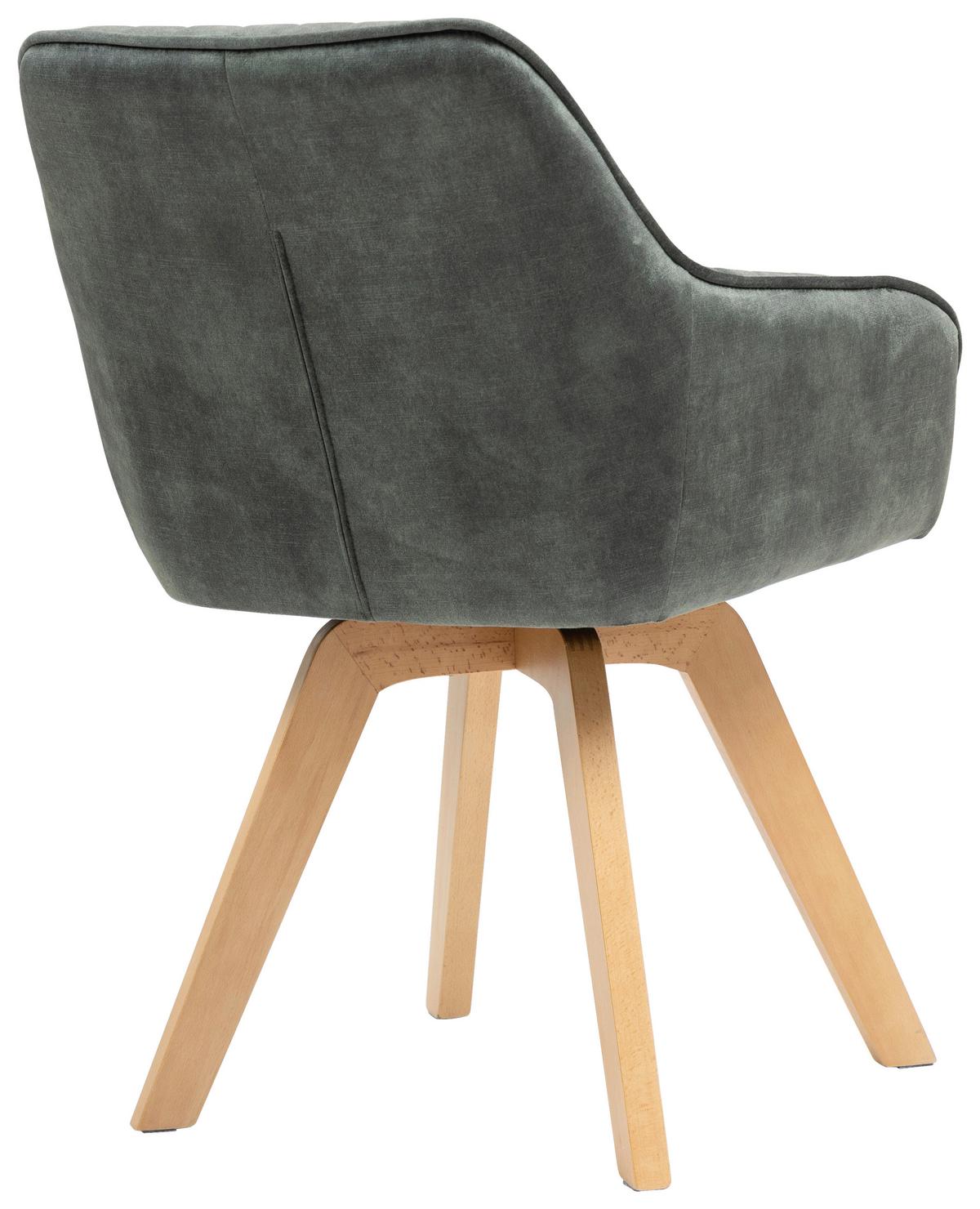 Armlehnstuhl Hanna Dunkelgrün, Sitzfl. 180° Drehb - Dunkelgrün/Buchefarben, KONVENTIONELL, Holz/Textil (63/83/63cm) - MID.YOU