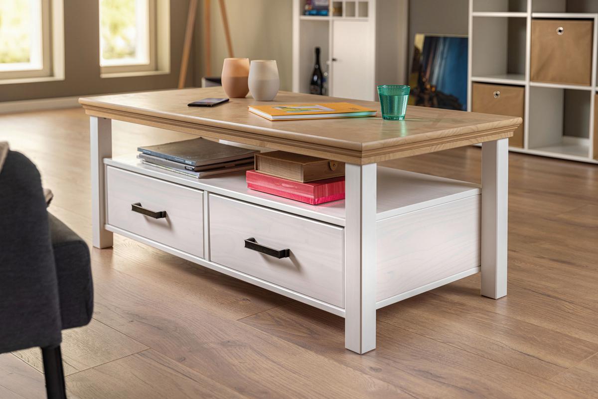 KONFERENČNÝ STOLÍK MALUNO - hnedá/medená, Romantik / Landhaus, kov/drevo (120/60/49cm)