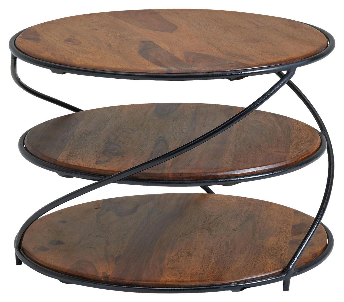 Konferenční stolek z masivního dřeva sheesham - černá/barvy sheesham, Moderní, kov/dřevo (58/58/40,5cm) - MID.YOU