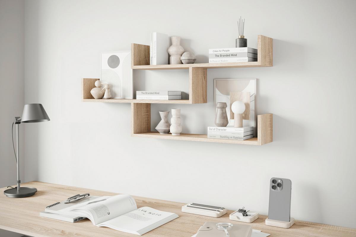 Wandregal Trio Sonoma Eiche Dekor B: 119,1cm - Sonoma Eiche, Basics, Holzwerkstoff (119,1/55/18cm)