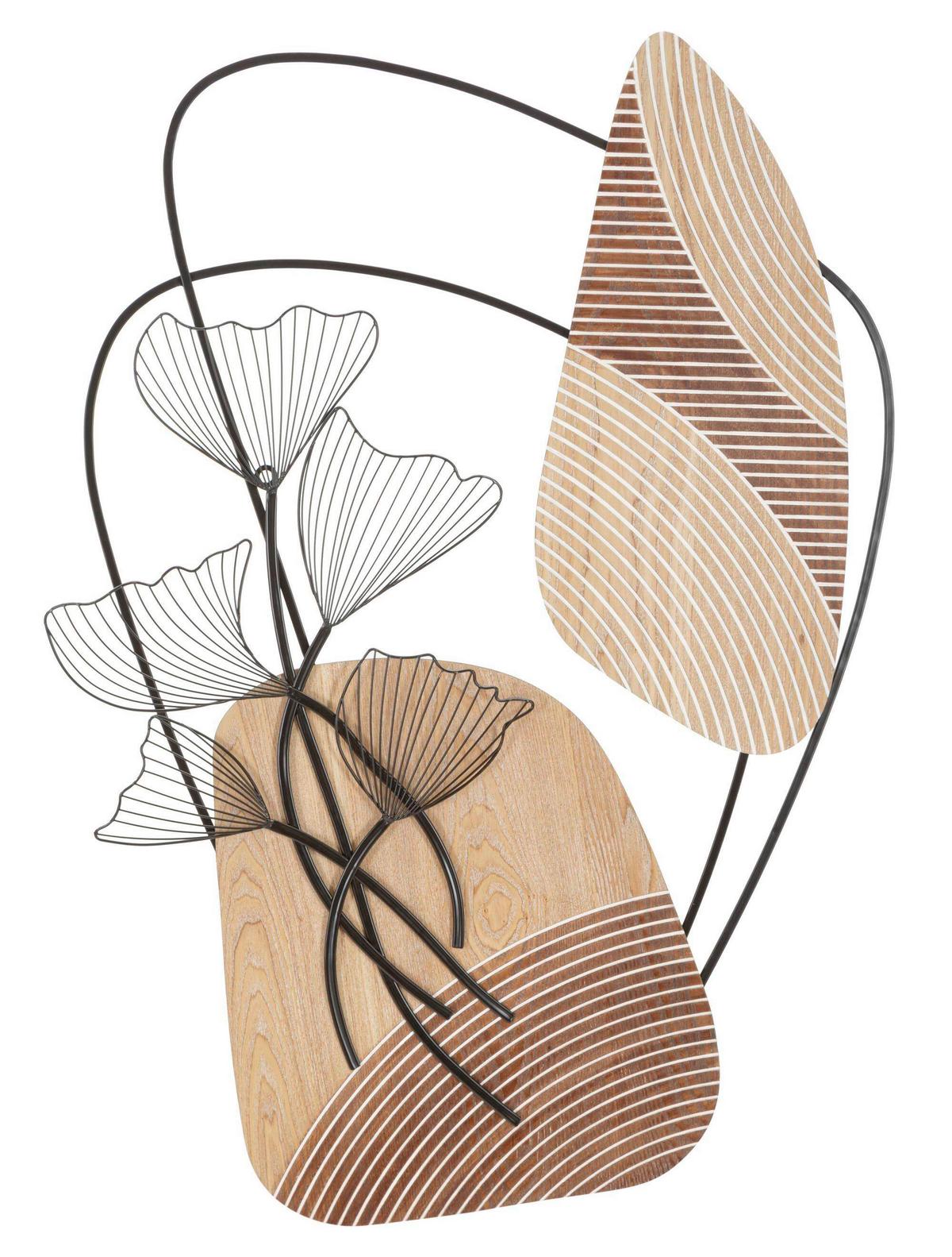 Wanddeko Panel Tali Naturfarben, Schwarz B: 70 cm - Schwarz/Naturfarben, Basics, Holzwerkstoff/Metall (70/100/3cm)