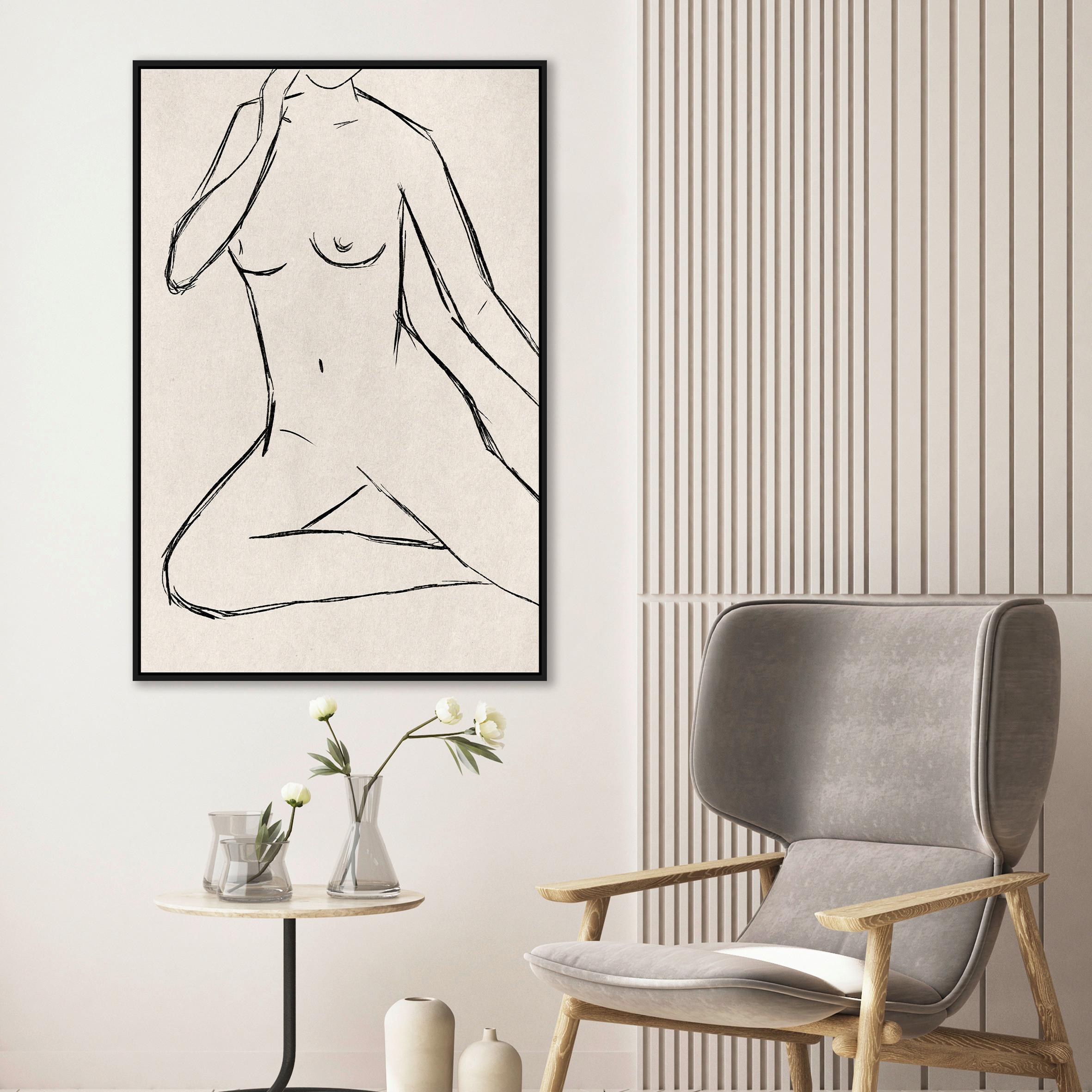 Obraz na plátně LOTTA, 60x90cm - černá/přírodní barvy, Moderní, kompozitní dřevo/textil (60/90cm) - Premium Living