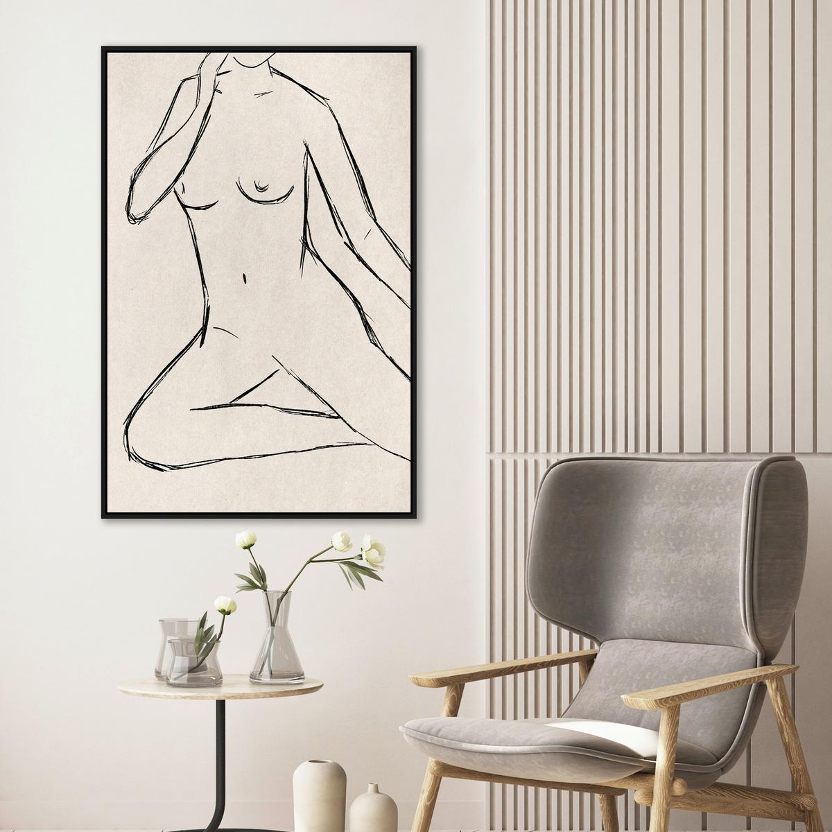 Obraz na plátně LOTTA, 60x90cm - černá/přírodní barvy, Moderní, kompozitní dřevo/textil (60/90cm) - Premium Living