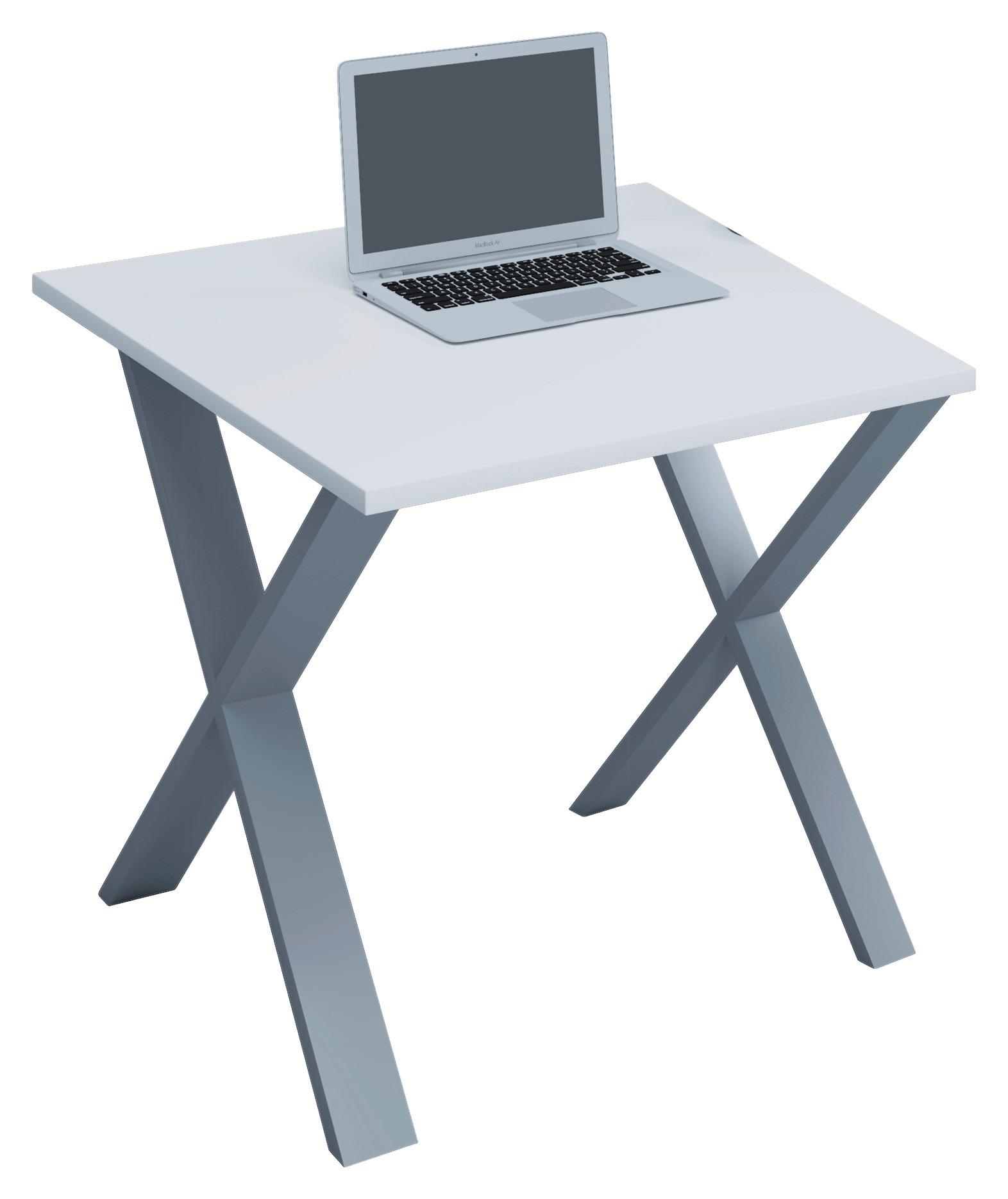 Schreibtisch Lona Silberfarben/Weiß B: 80 cm - Silberfarben/Weiß, MODERN, Holzwerkstoff/Metall (80/80/76cm) - MID.YOU