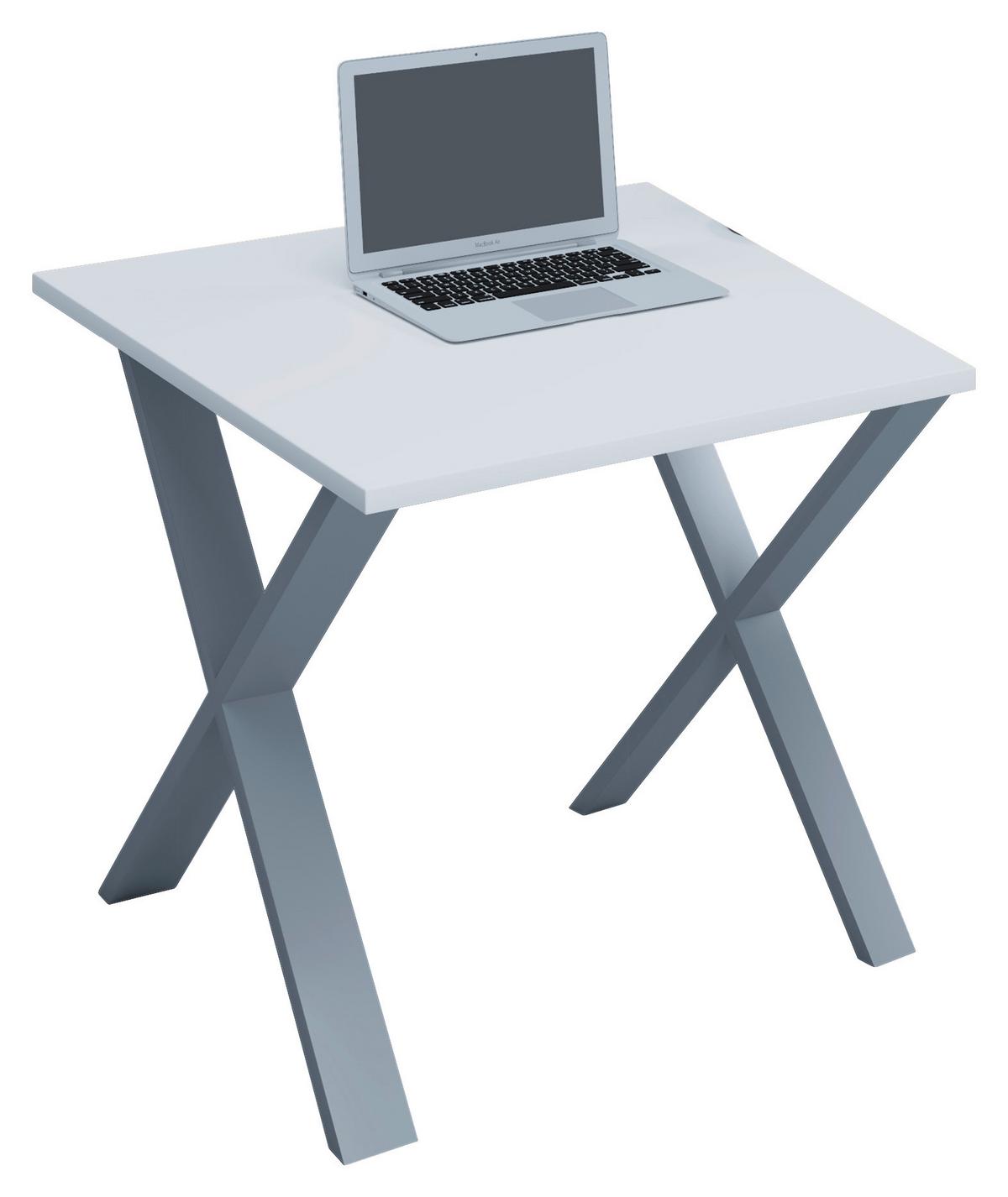 Schreibtisch Lona Silberfarben/Weiß B: 80 cm - Silberfarben/Weiß, MODERN, Holzwerkstoff/Metall (80/80/76cm) - MID.YOU