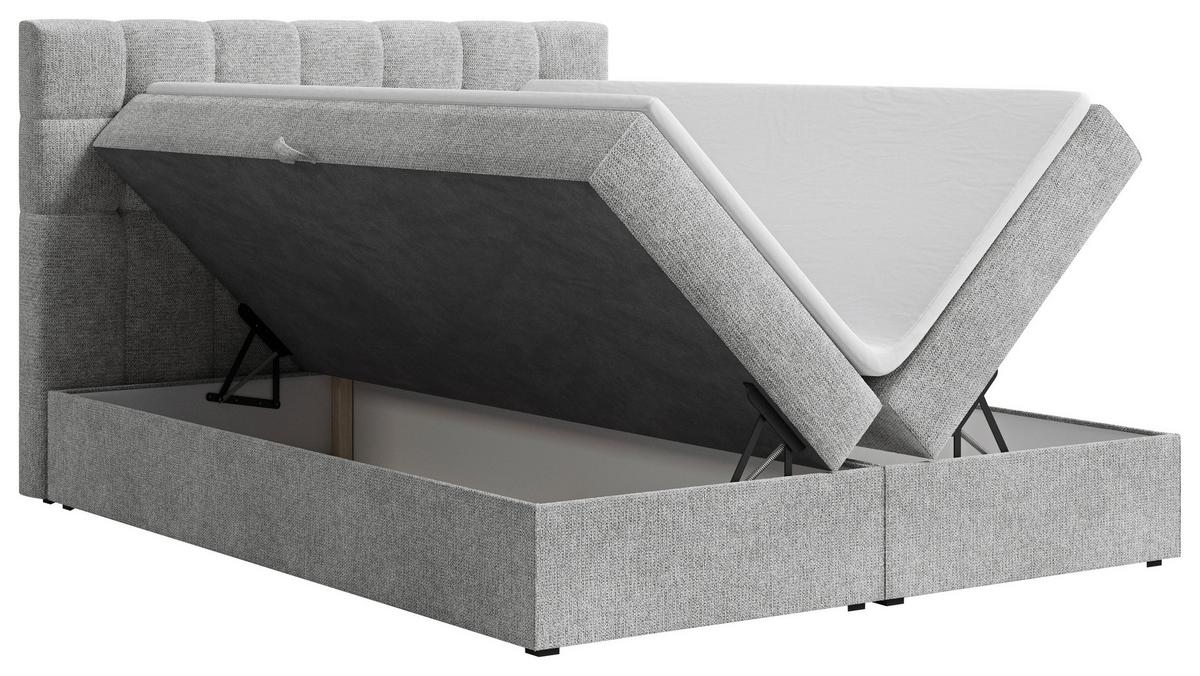 BOXBETT Oslo Grau 160x200cm - Schwarz/Grau, MODERN, Holz/Kunststoff (160/200cm) - MID.YOU